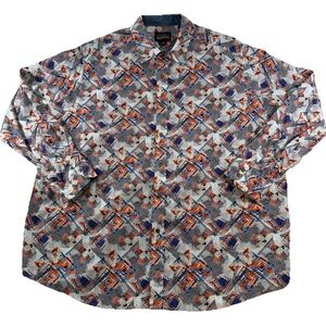Daniel Cremieux Men's Geometric Pattern Shirt - Blue, Orange, White